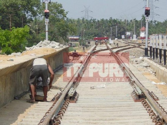 Railway tracks gone under soil after rain : Re-setting of railway tracks of Platform-1 hits Dharmanagar rail station 